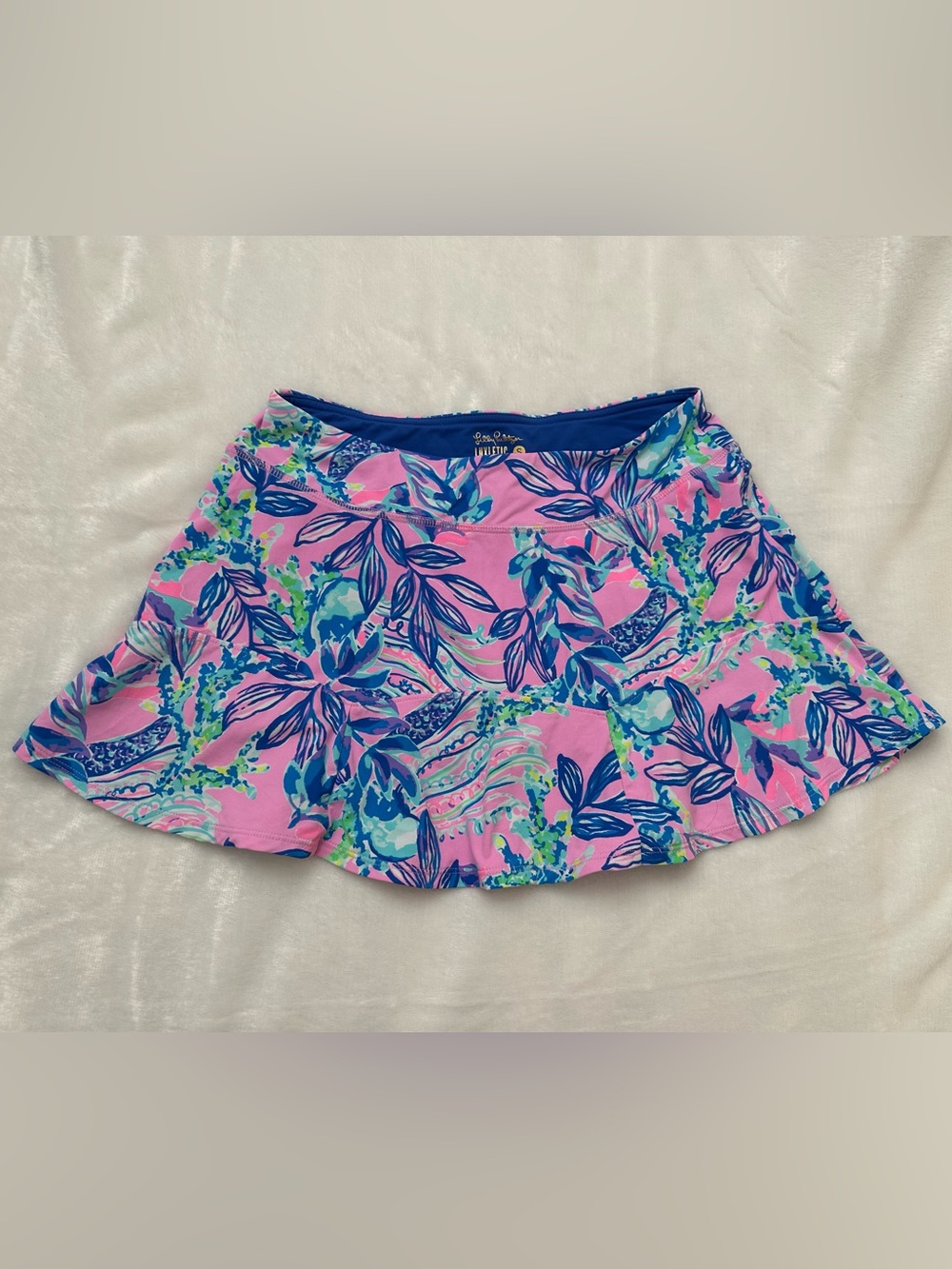 Lilly Pulitzer Luxletic Skort Size Small Pink Blue Tropical Floral Golf Tennis A